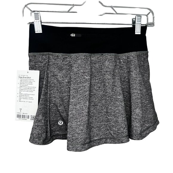Lululemon Pace Rival Womens Gray Black Athletic Skort Size 0 Zip Pocket Stretch